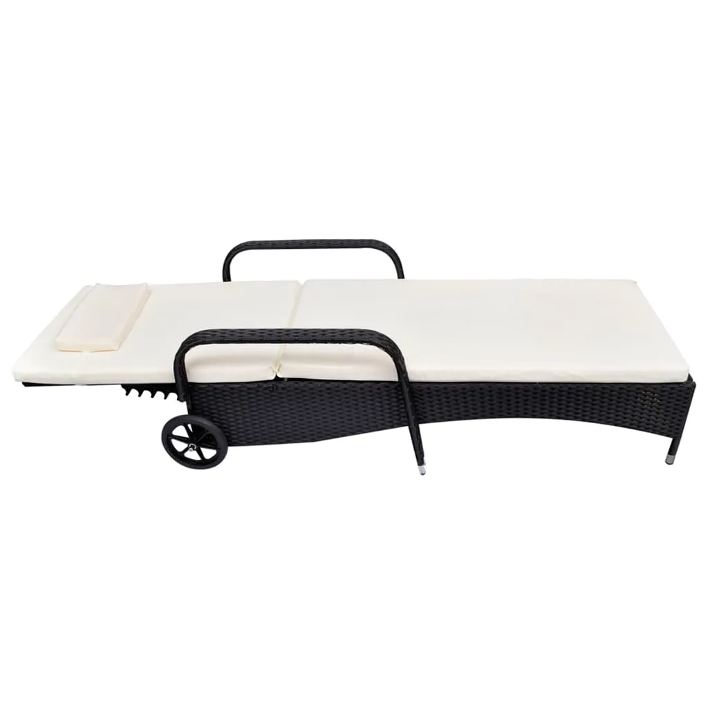 Bain de soleil ajustable en rotin noir avec roulettes et grand confort - 8