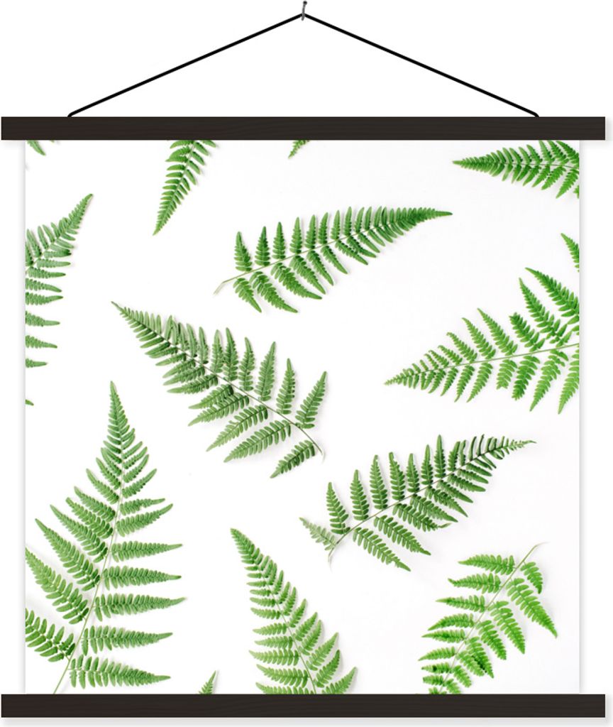 MuchoWow Textilposter Grün - Tropisch - Farn 60x60 cm mit schwarzem Rahmen - Posteraufhänger