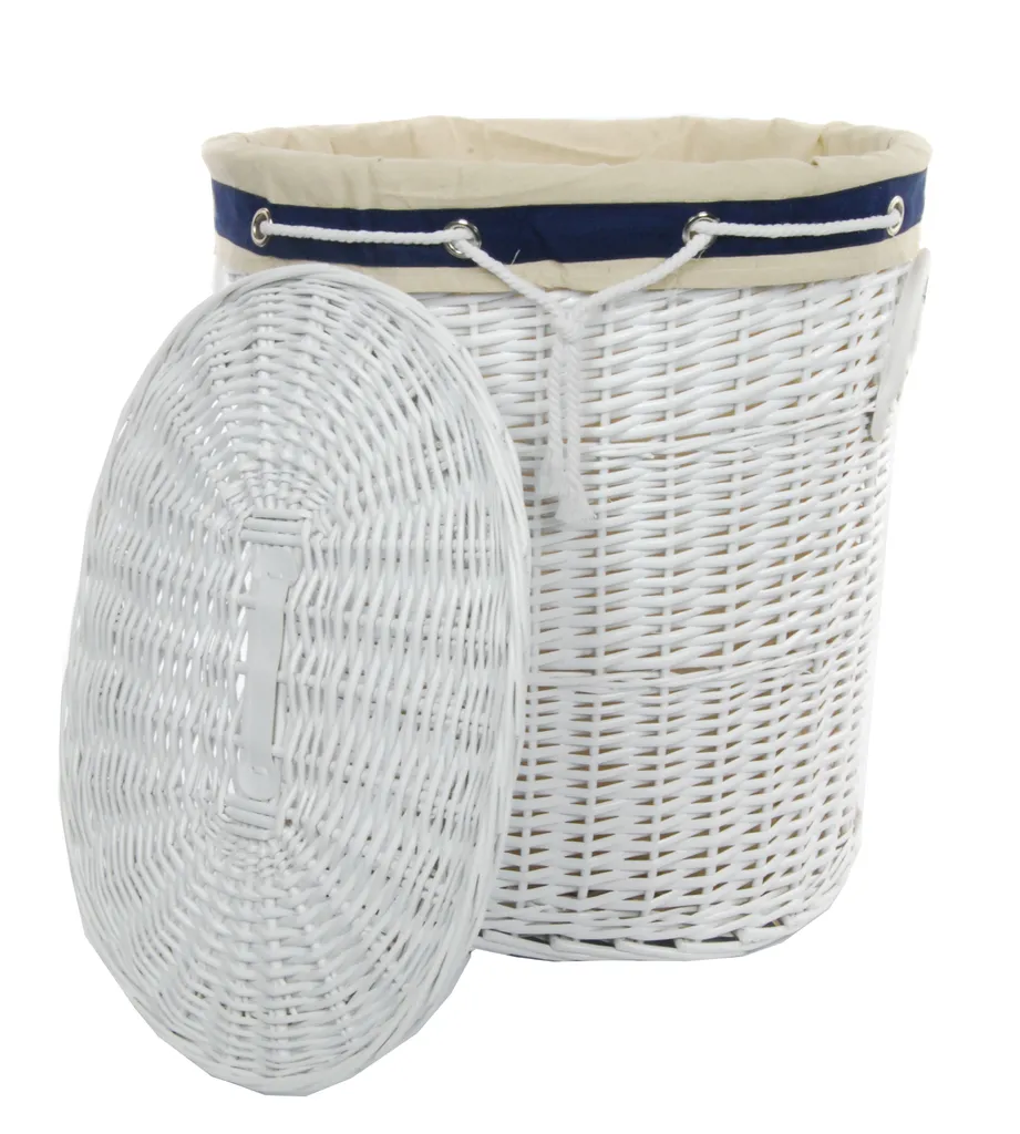 Cesto Portabiancheria Grande Vimini Bianco Marine Ovale 62cm - 3