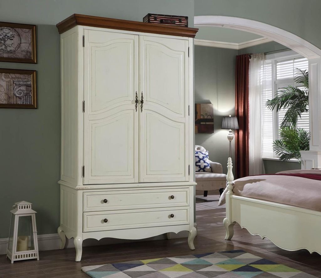 Landhaus Stil Kleiderschrank Design Möbel Schränke Schlafzimmer Weiß Schrank Neu