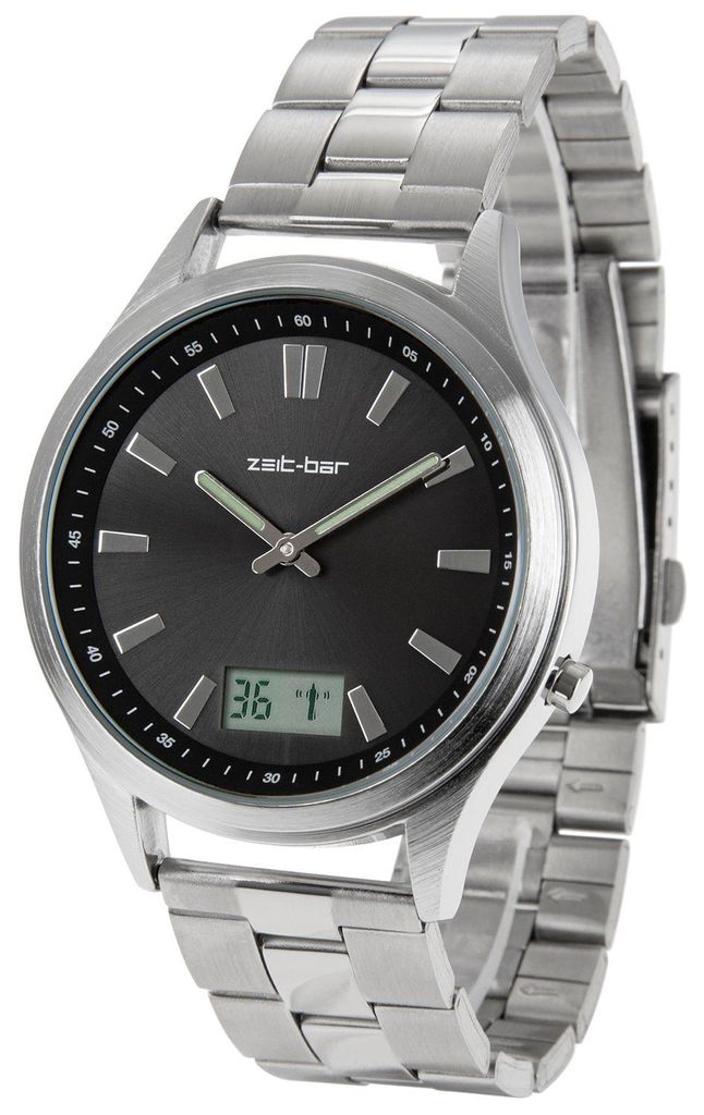 Zeit-Bar Funk-Armbanduhr Herren, mit Datums- und Produktbild 