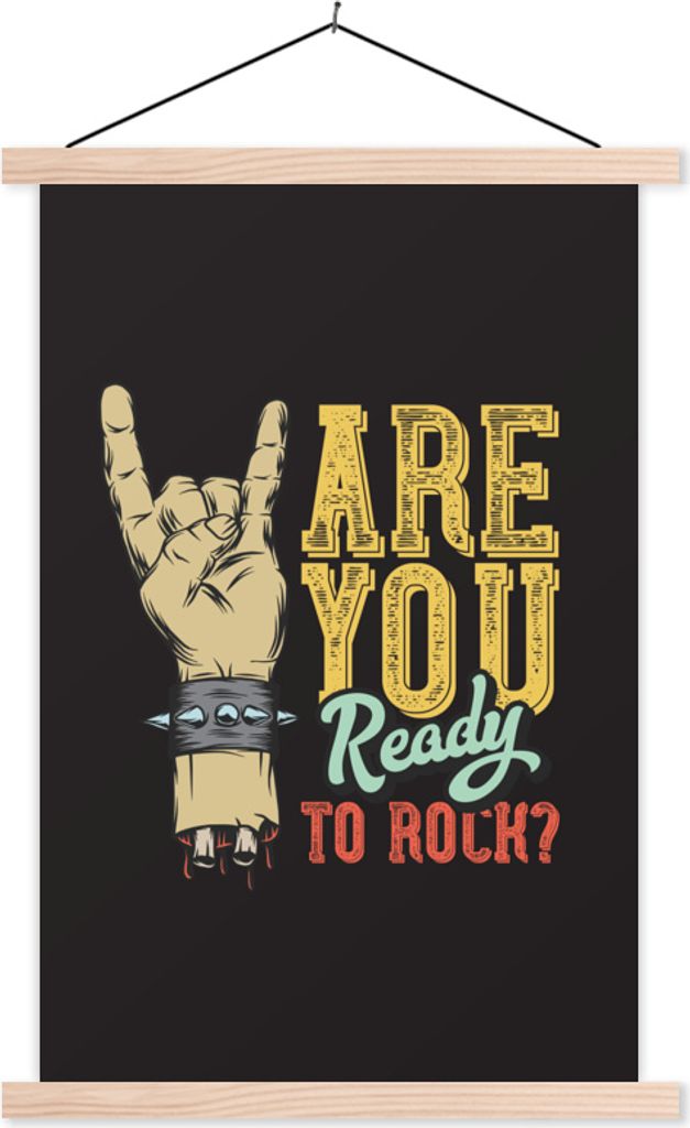 MuchoWow Textilposter Rock - Vintage - Armband 40x60 cm mit holzfarbenen Rahmen - Poster