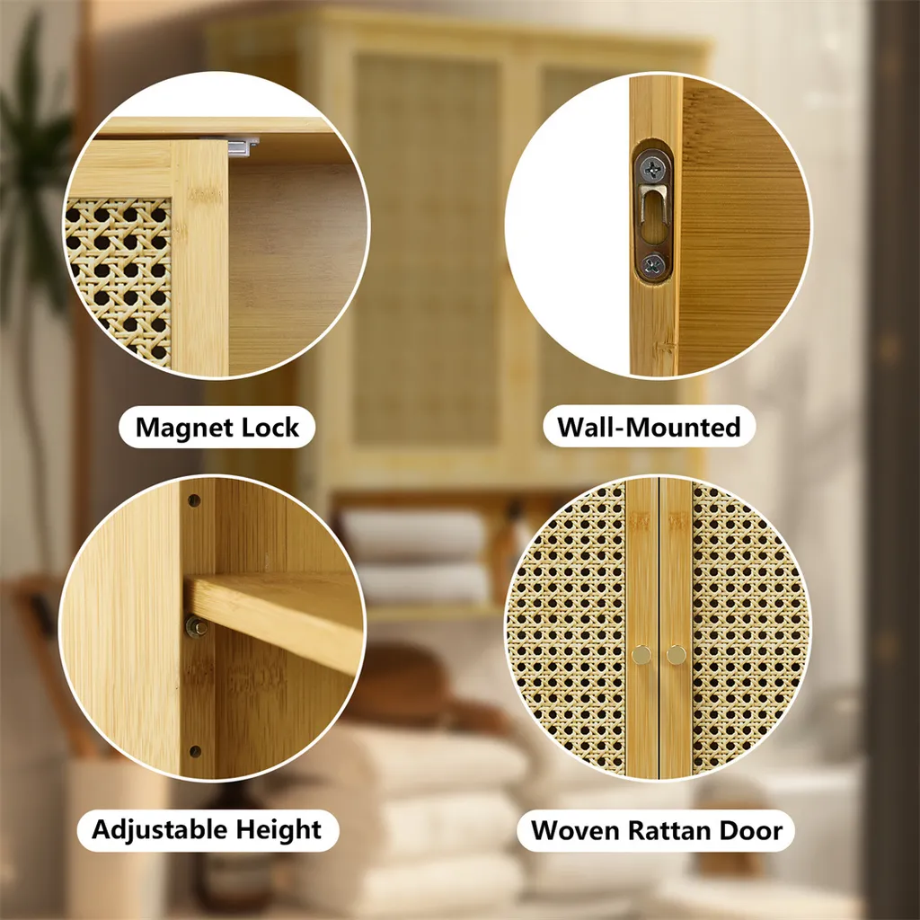 Armadietto Pensile Wisfor in Bambù: Mobile da Bagno Design Scandinavo - 12