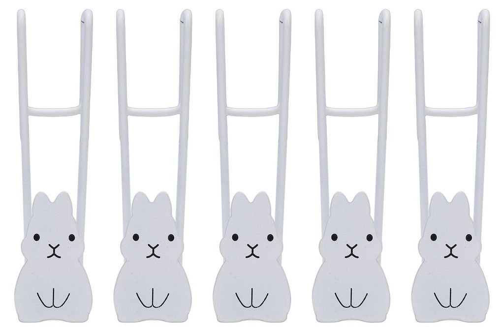 5er-Pack Türhaken mit Cartoon-Hasenmotiv, lackierter Edelstahl, zum Aufhängen im Schlafzimmer oder Badezimmer
