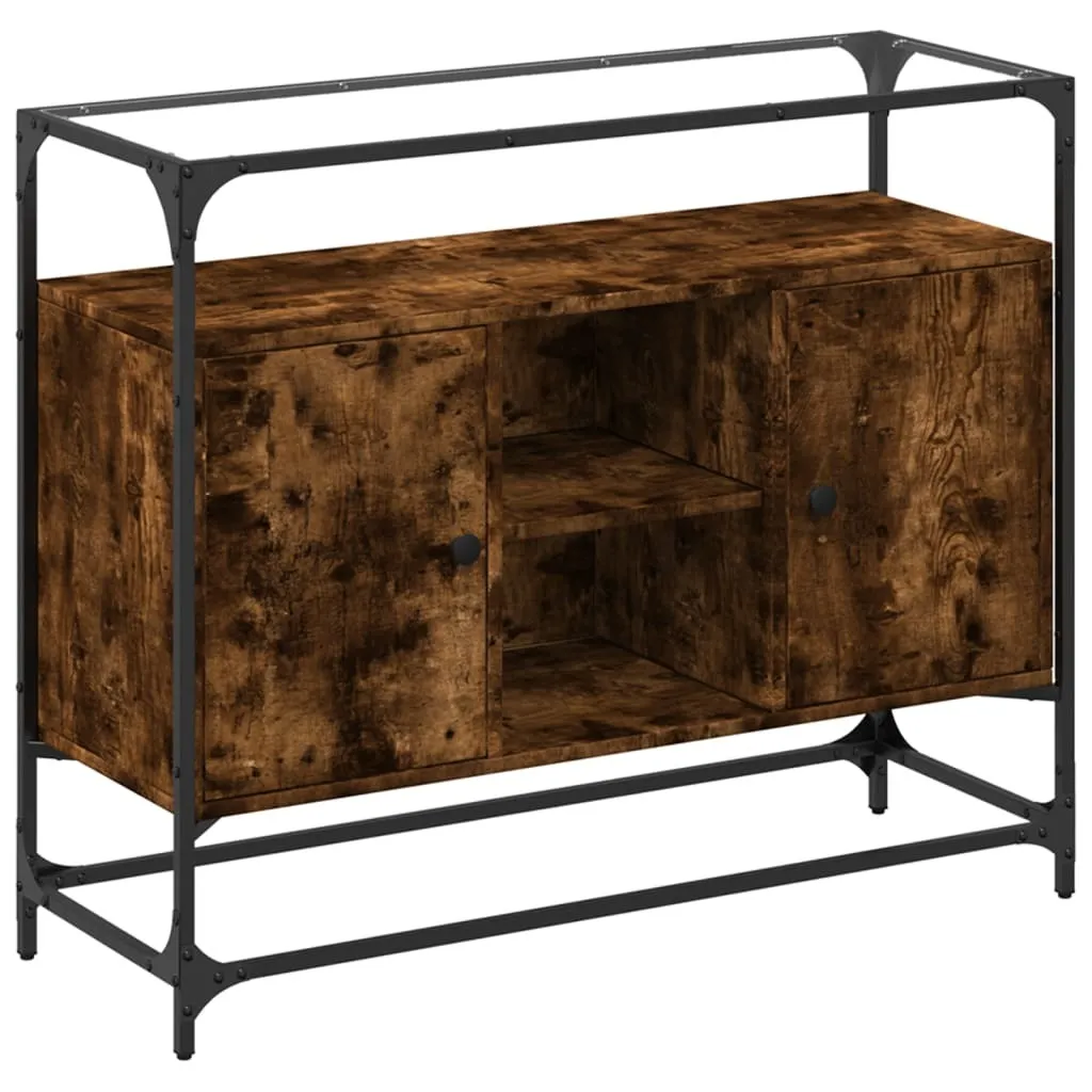 Credenza Rovere Fumo SYFAX 98x35x81cm | Mobile Buffet con Vetro Design