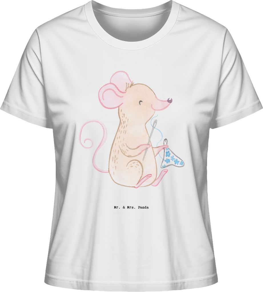 Mr. & Mrs. Panda Jersey Shirt Damen Maus Nähen Größe M - Weiß - Geschenk, T-Shirt, Nähmaschine, Nähkurs, Basic, Kreatives Hobby, DIY, Oberteil