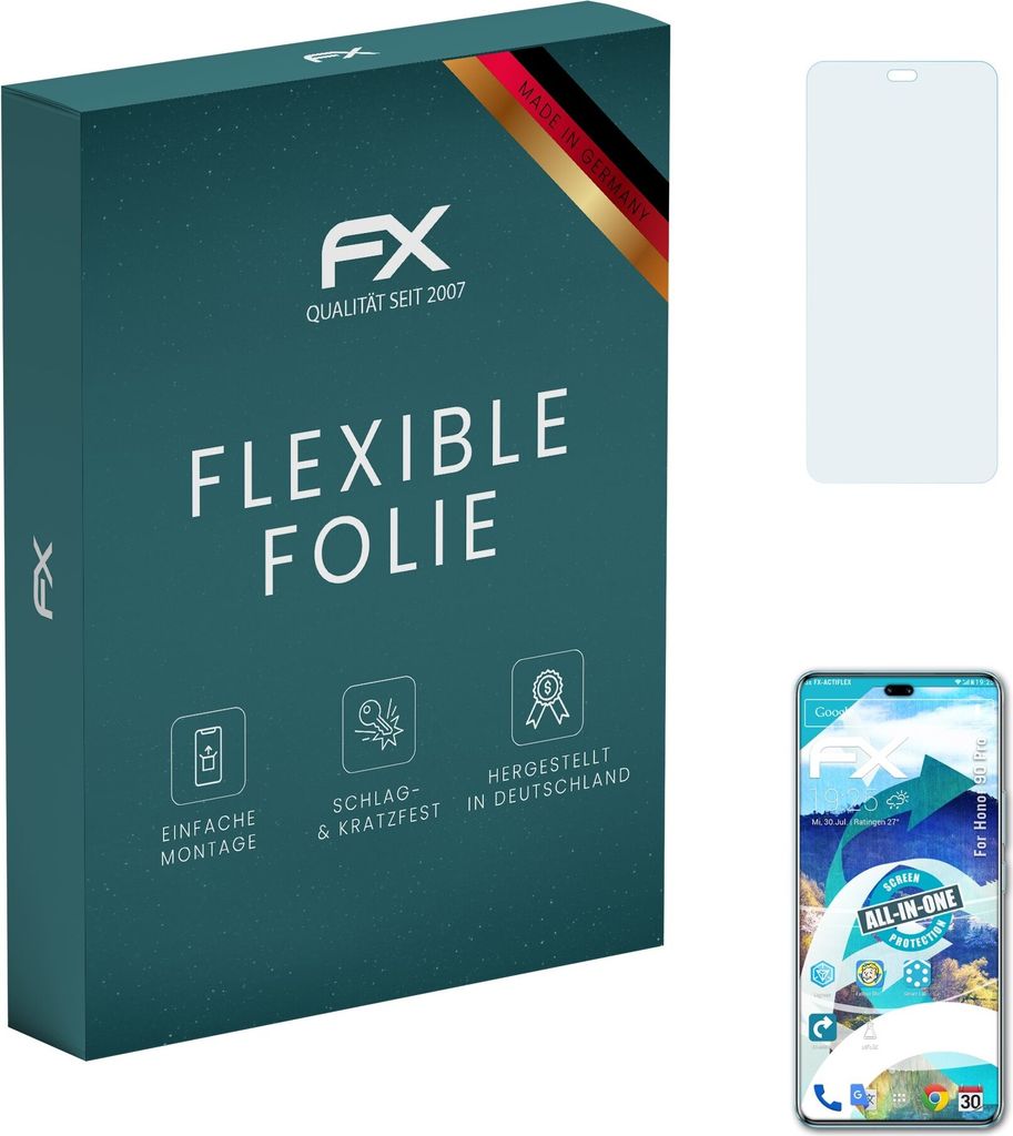 atFoliX FX-ActiFleX 3x Schutzfolie kompatibel mit Honor 90 Pro Folie
