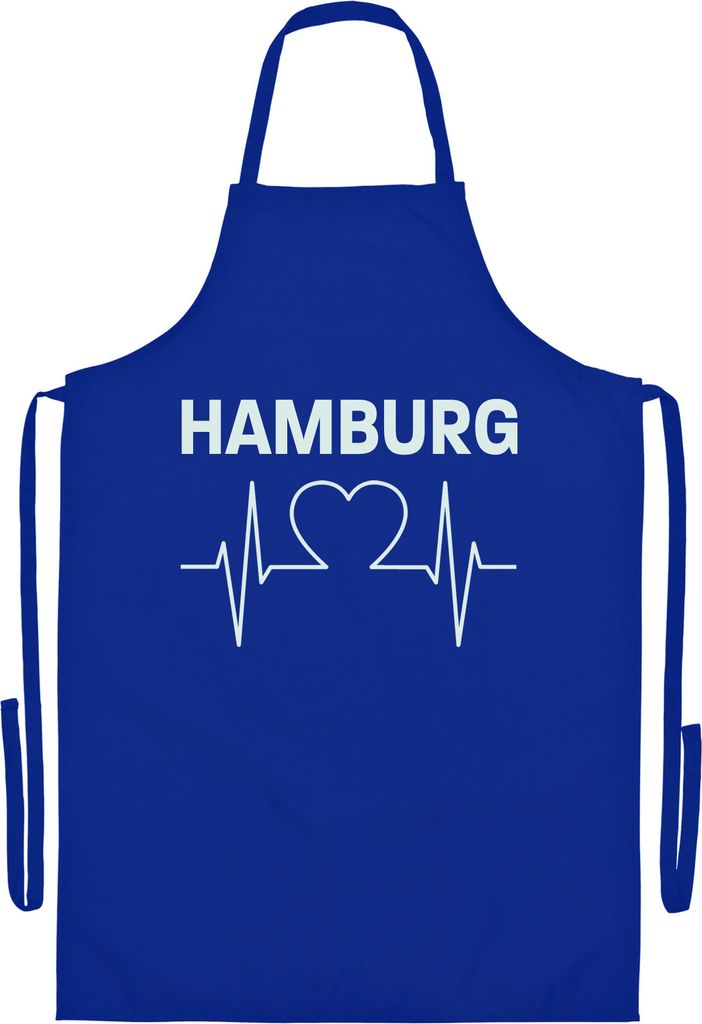 multifanshop Grillschürze - Hamburg - Herzschlag, blau, Größe one size