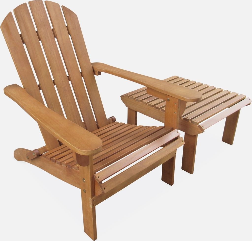 sweeek - Gartensessel Adirondack mit Fußstütze - Holzfarben Produktbild 