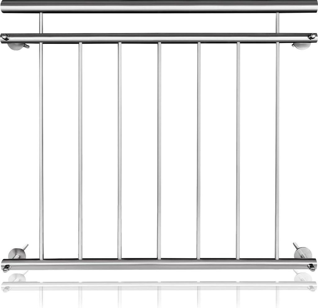 Sessamen-LP Französischer Balkon Edelstahl Geländer 100 x 90 cm Terrassengeländer mit 7 Füllstäben, Balkongeländer Stabgeländer Balkonbrüst...