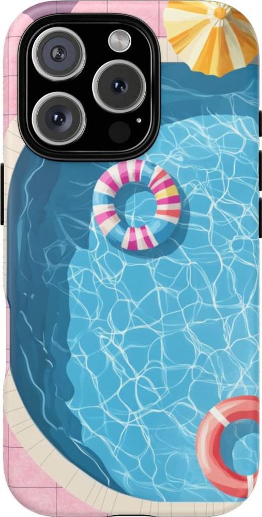 Sommerliche Pool-Ansicht aus der Vogelperspektive – Handyhülle Kompatibel mit iPhone 16 Pro