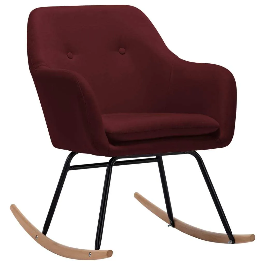 Fauteuil à bascule en tissu rouge bordeaux rocking chair de repos