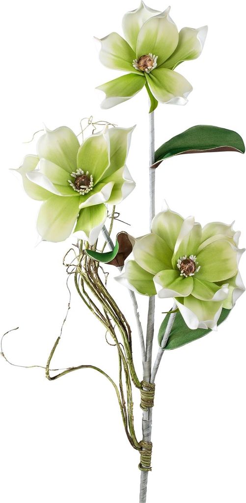 künstlicher Deko Magnolienzweig mit 3 Blüten L. 105cm grün Formano Foam Flower