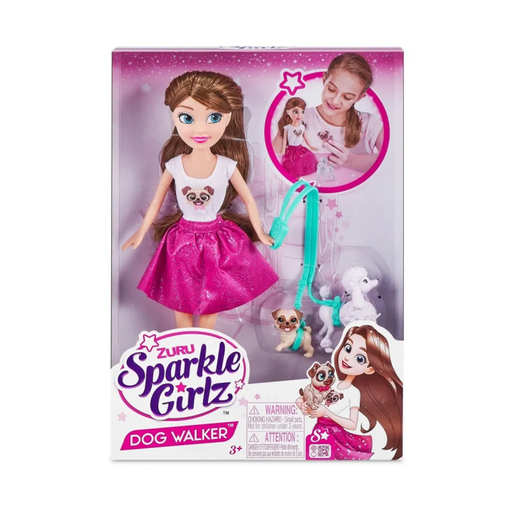 Coffret de jeu poupée promeneuse de chien 26 cm avec ses accessoires