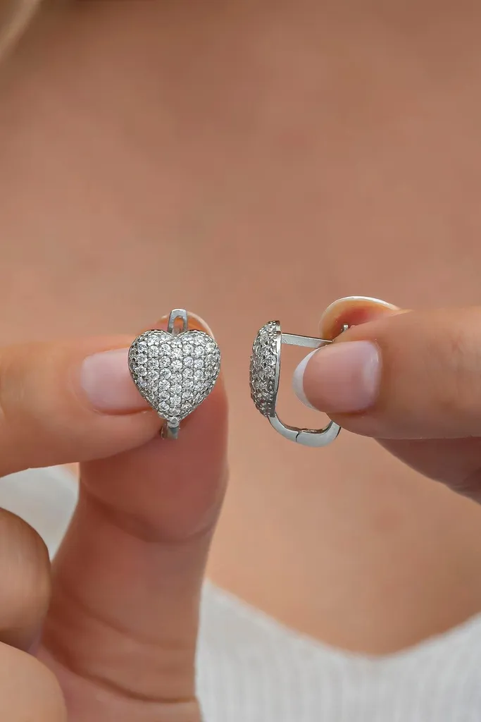 Boucles d'oreilles Cœur Argent Rhodié et Zirconium - Éclat Durable 925