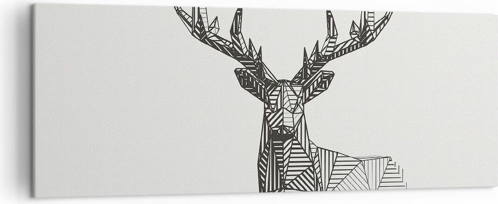 Bild auf Leinwand - Leinwandbild - Einteilig - Hirsch Skizze Skandinavisch - 140x50cm - Wand Bild - Wanddeko - Wandbilder - Leinwanddruck - Bilder ...
