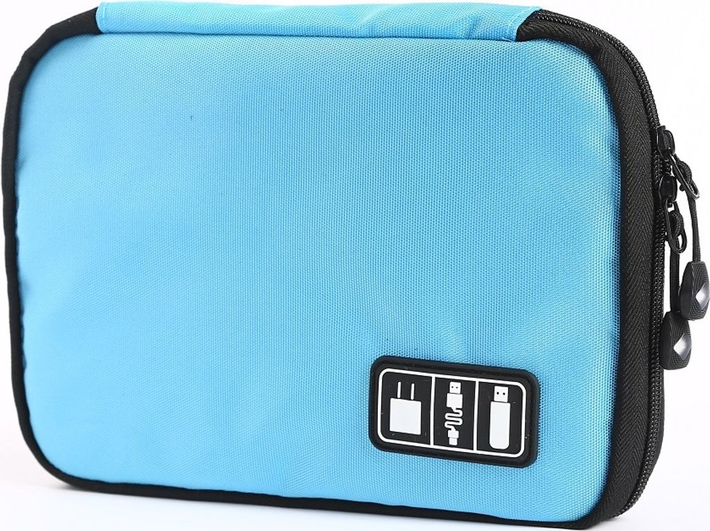 COOL-i Kabeltasche,Kabelorganizer, Reisen Kabel Etui, Elektronik Zubehör Organizer Tasche Für Handy Ladekabel, Powerbank, USB Sticks(Blauer See)