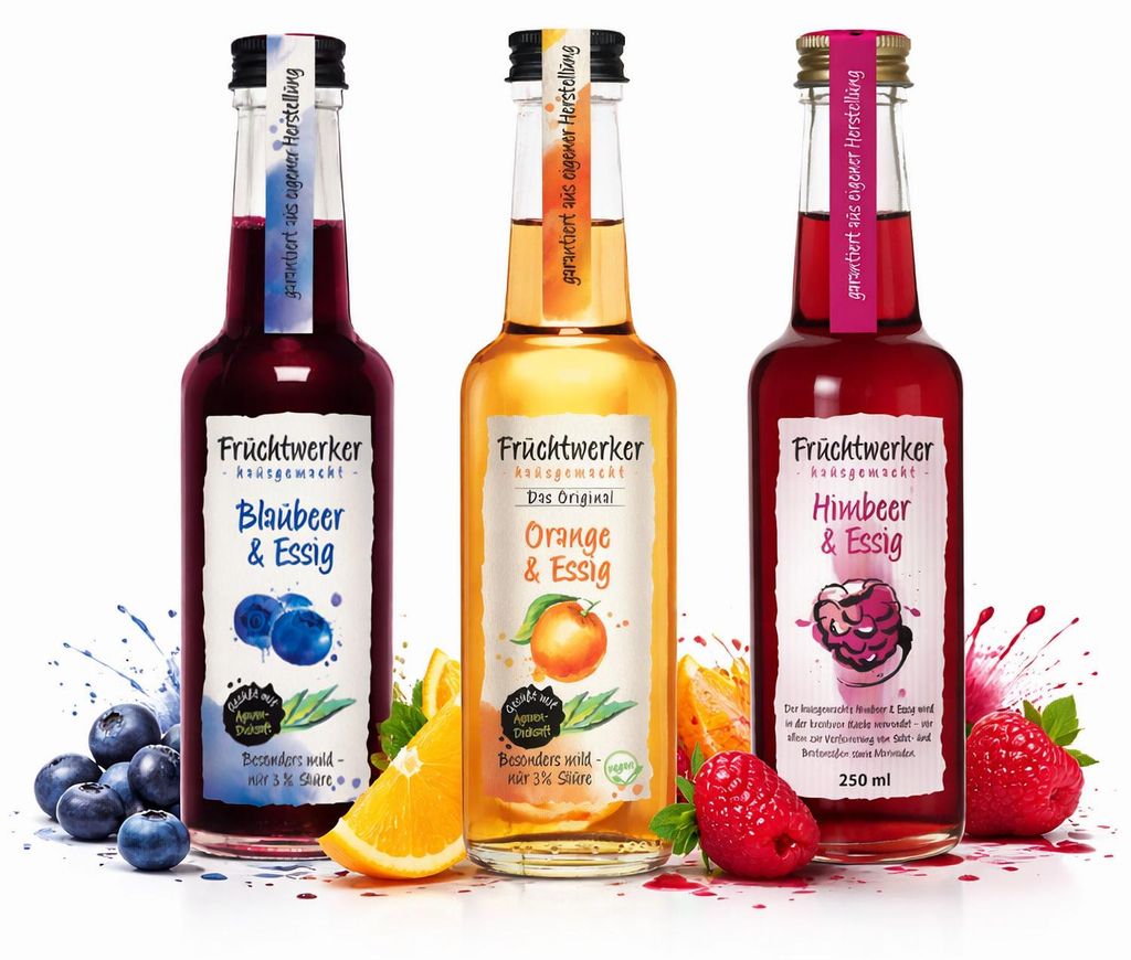 Fruchtwerker Essig und Frucht Set - Blaubeere + Orange + Produktbild 