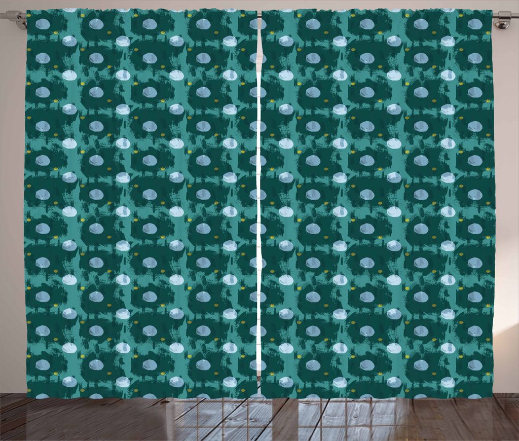 ABAKUHAUS Abstrakt Rustikaler Gardine, Kreis Formen Farbe Smears, Schlafzimmer Kräuselband Vorhang mit Schlaufen und Haken, 280 x 225 cm, Mehrfarbig