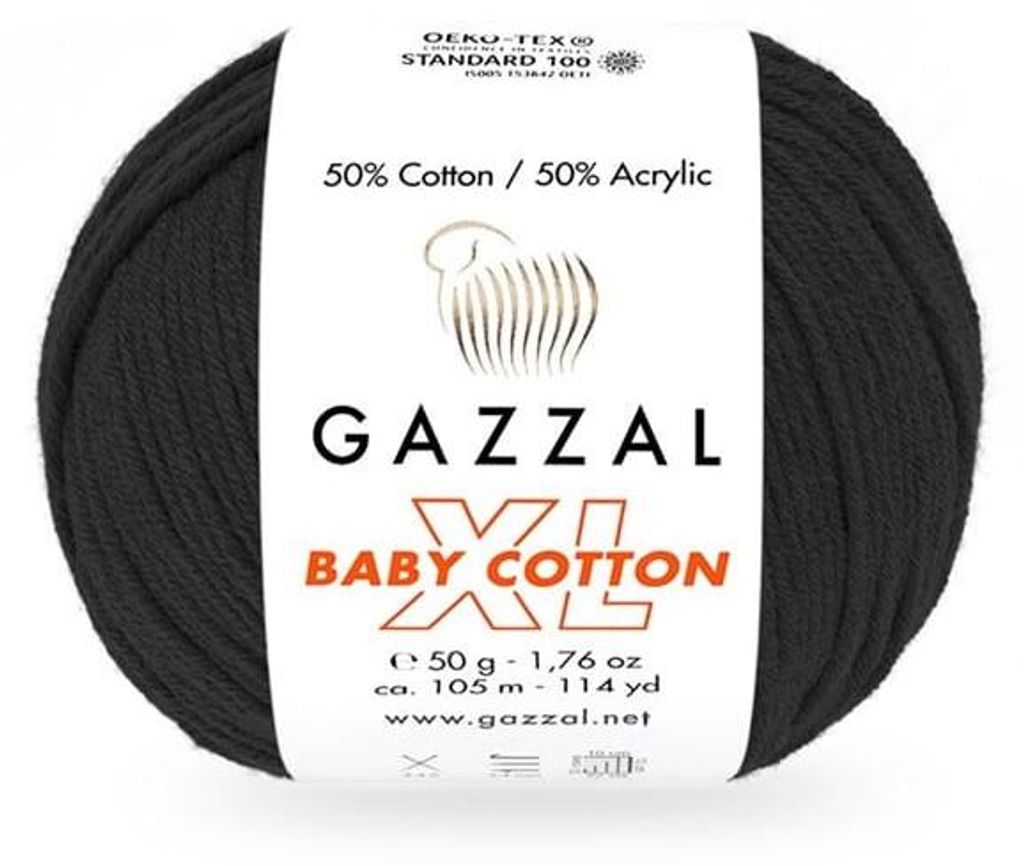 Příze Gazzal Baby Bavlna XL 3433, barva černá - pro pletení Obrázek produktu 