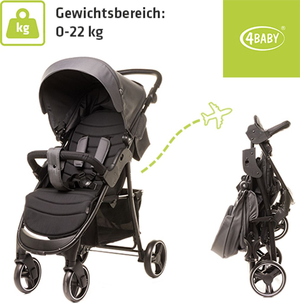 4Baby | Kinderwagen - Buggy Kinderwagen - Melange Grau - Produktbild 