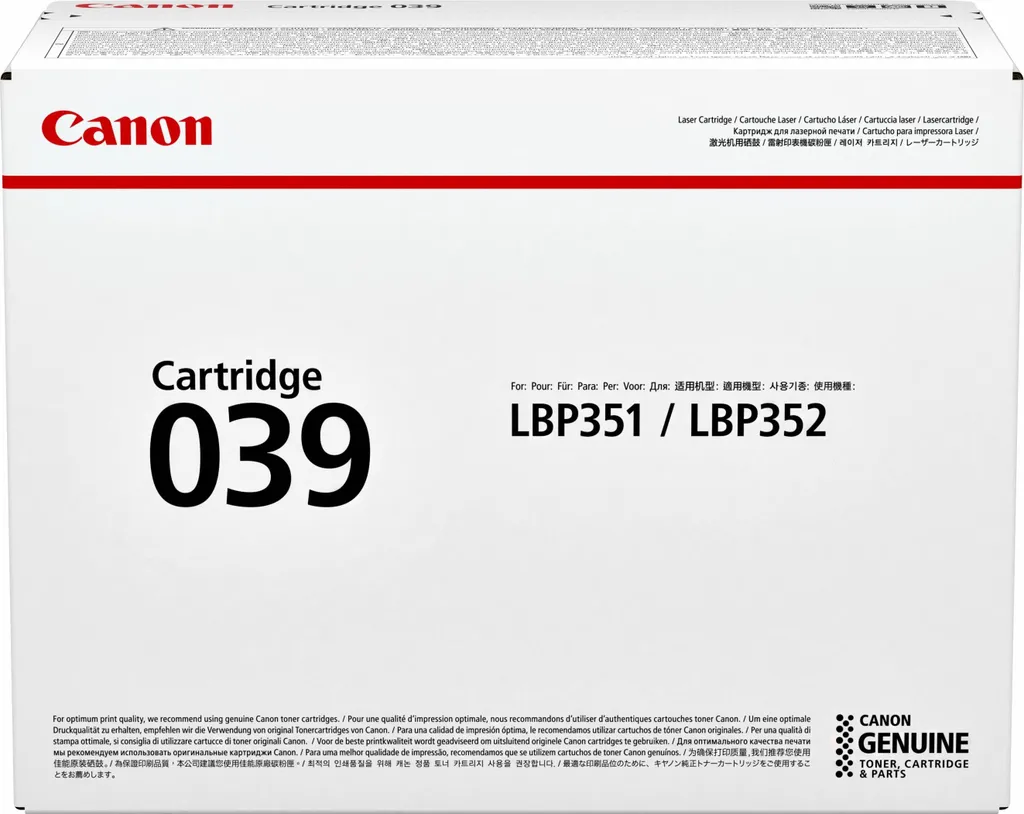 Toner Noir Haute Capacité Canon 0287C001 CRG 039 11000 Pages Laser