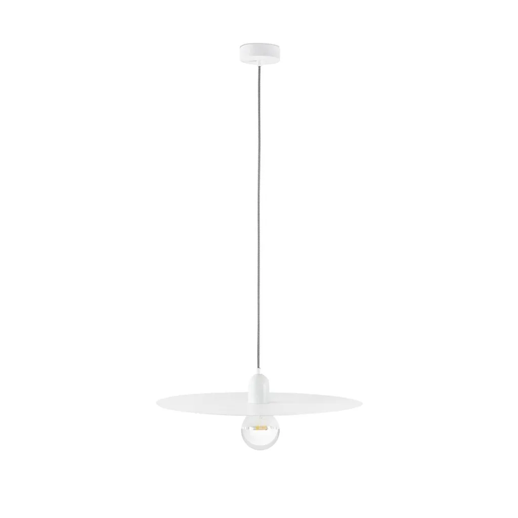 Lustre suspension blanche Plat style scandinave pour salon et cuisine
