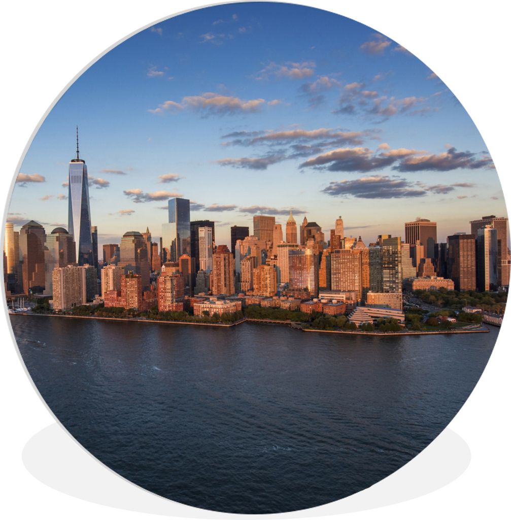 MuchoWow Rundes Wandbild - Runde Bilder New Yorker Skyline während der Golden Hour Ø 90 cm Kreis Wanddekoration Kunststoff - Wandkreis - Wandsc...