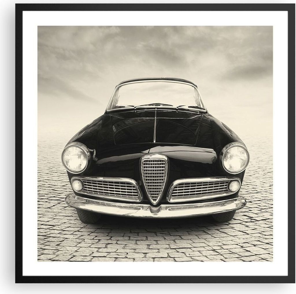 Gerahmtes Poster - Schwarzer Rahmen - Alpha Romeo Giuletta - 60x60 cm - Wand Bild - Wanddeko - Wandbilder - Kunstposter - Wandposter - Bilderrahmen...