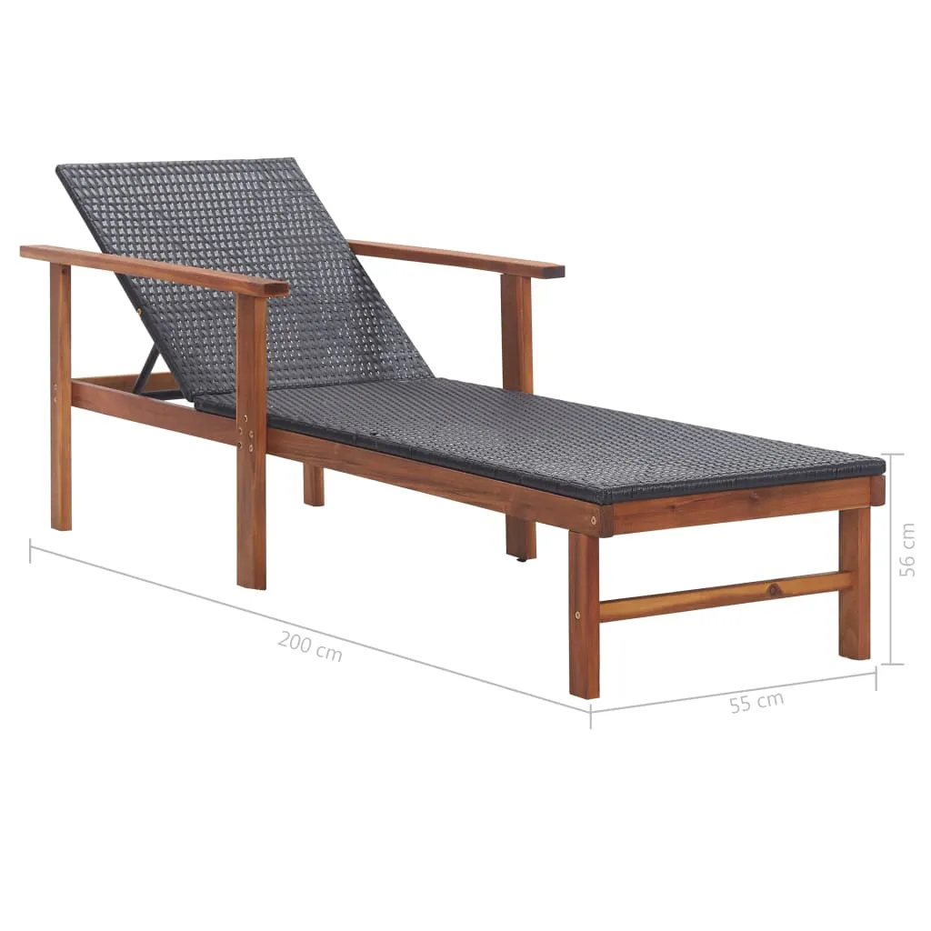 Lettino Sole Acacia e Rattan Nero | Relax Estivo Garantito - 10