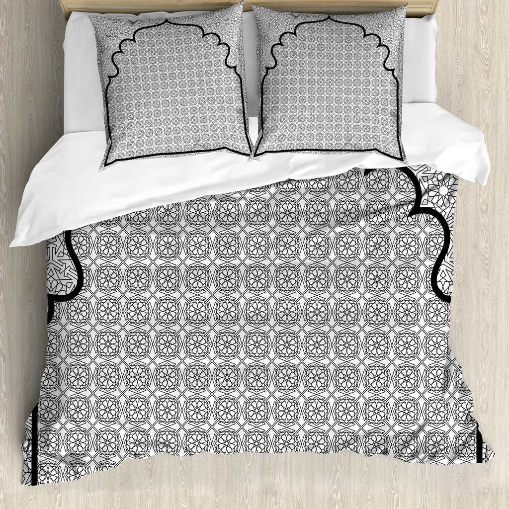 Copripiumino Marocchino ABAKUHAUS 200x200 Bianco Nero Antiacaro