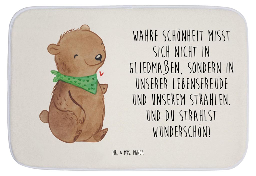 Mr. & Mrs. Panda Badteppich Bär Dysmelie - Weiß - Geschenk, Badematte, Badezimmerteppich, duschmatte, Badvorleger, Duschvorleger