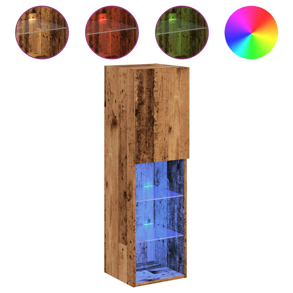 Banc TV LED en bois rustique 102 cm - Meuble de salon contemporain