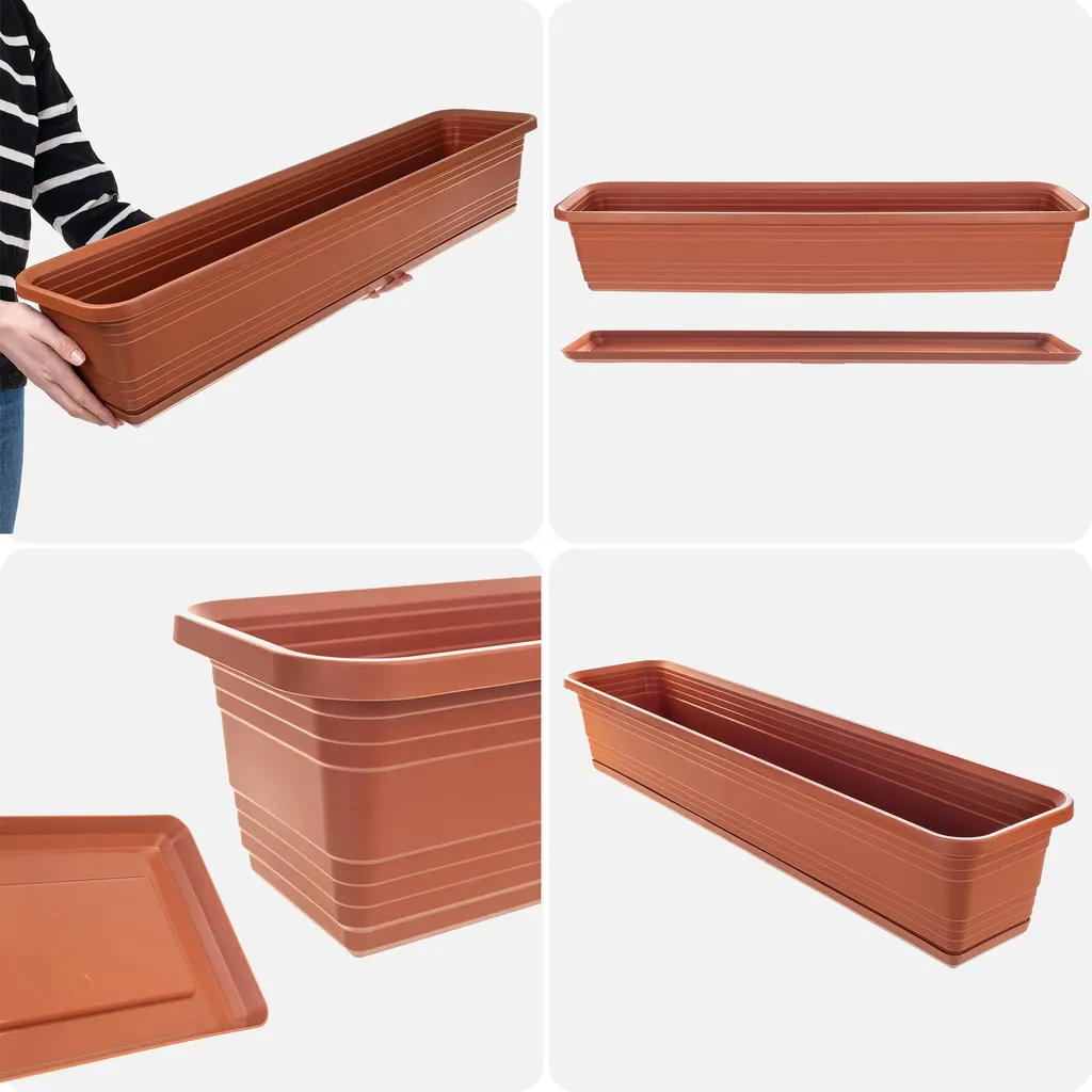 Pot de Fleurs de Balcon 80cm KADAX avec Fixation Robuste Style Pierre - 4