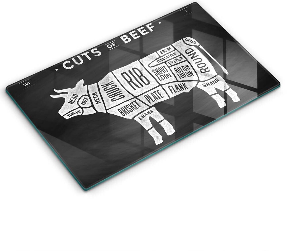 Abdeckung Glas - Küchenabdeckung - 30x52 cm - Abdeckplatte -Kuhfleisch, Rindfleisch