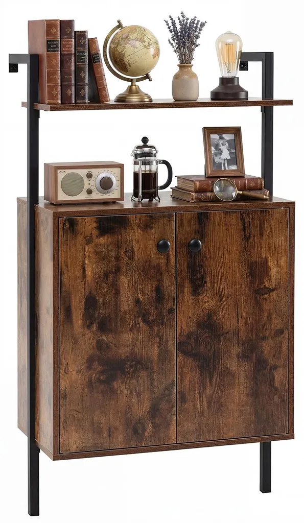 Étagère de Rangement Gain de Place avec Tablettes et Armoire Fermée