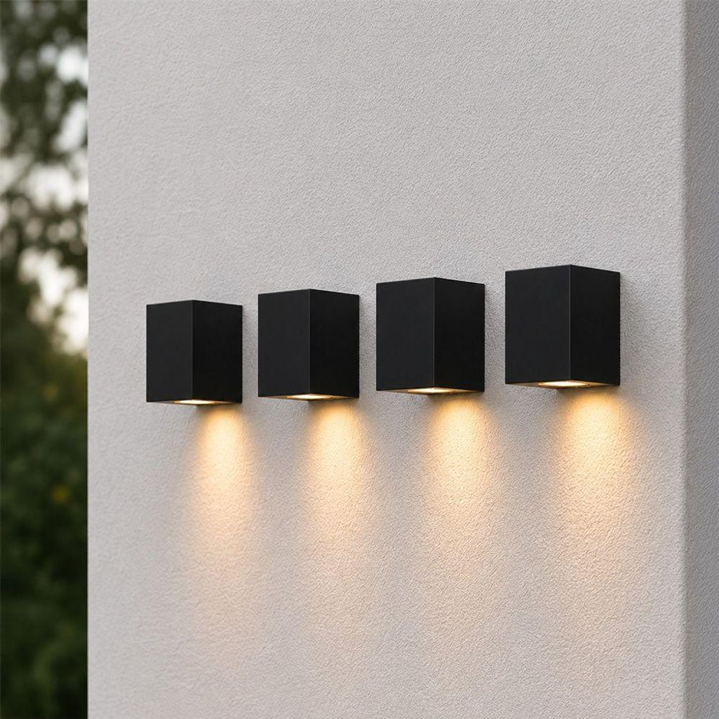 4er Set hoftronic LED-Wandleuchte Marion GU10 IP44 Schwarz Produktbild 