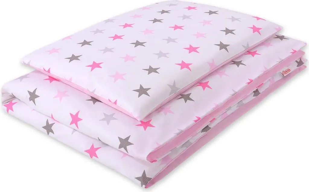 Ensemble de literie en coton gris-rose 140x200 cm pour enfants - 2 pièces