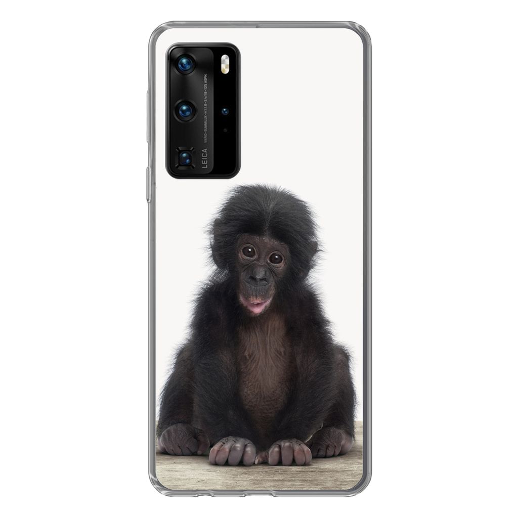 MuchoWow Handyhülle Schutzhülle Hülle für Huawei P40 Pro Kind - Affe - Schimpanse - Babytiere - Jungen - Mädchen Silikon Softcase Handy Hül...