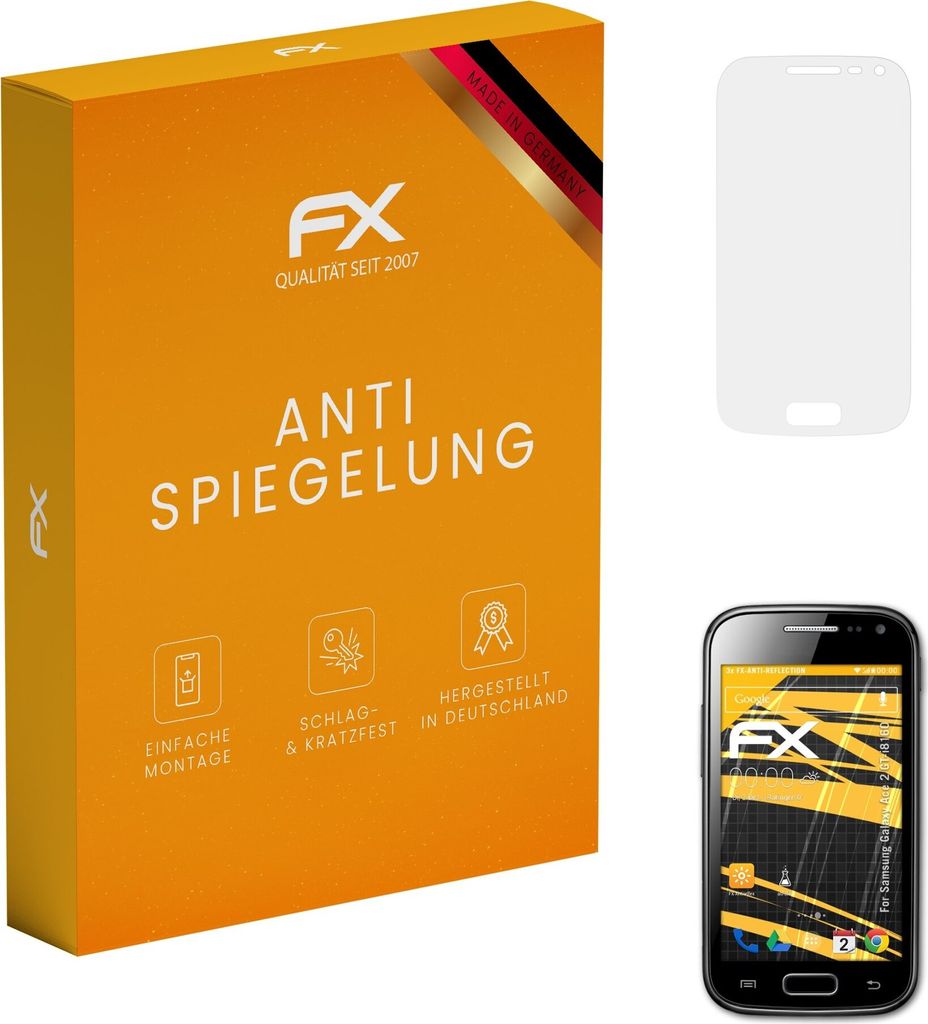 atFoliX FX-Antireflex 3x Schutzfolie kompatibel mit Samsung Galaxy Ace 2 (GT-i8160) Displayfolie