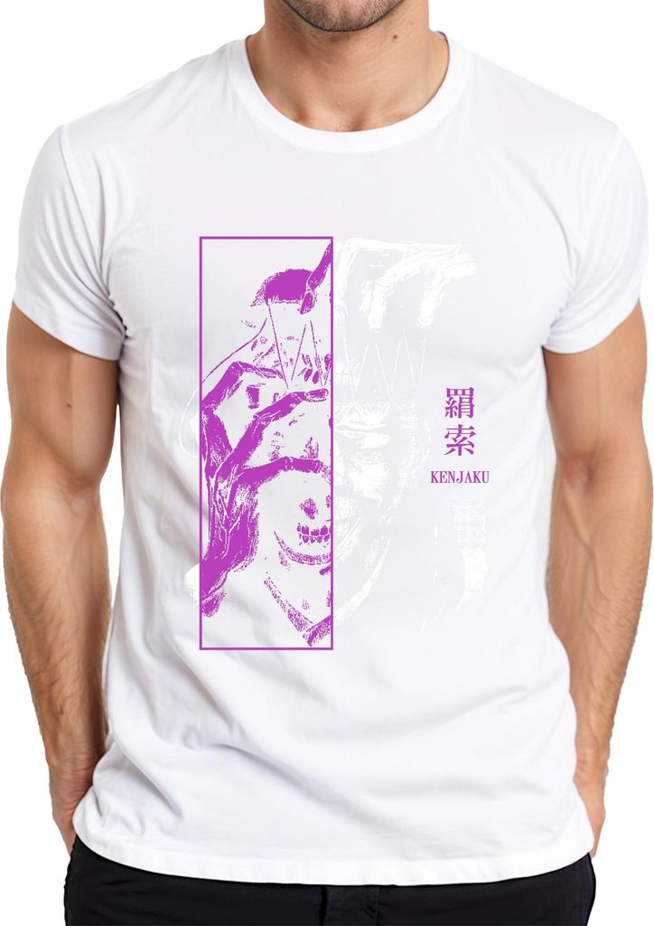 Jujutsu Kaisen Kenjaku Anime Bösewicht lila Neon Grunge Geschenk Herren T-Shirt, Weiß, XXL