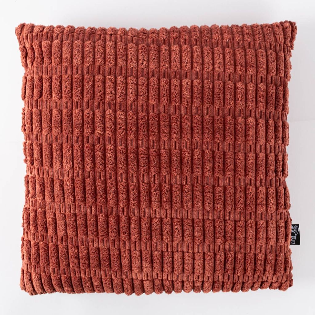 Kissen 3D Kuschelrelief Struktur marsala rot 45x45cm Produktbild 