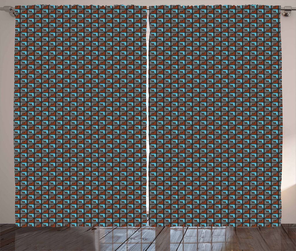 ABAKUHAUS Geometrisch Rustikaler Gardine, Abstrakte Formen: Quadrate, Schlafzimmer Kräuselband Vorhang mit Schlaufen und Haken, 280 x 175 cm, Mehr...