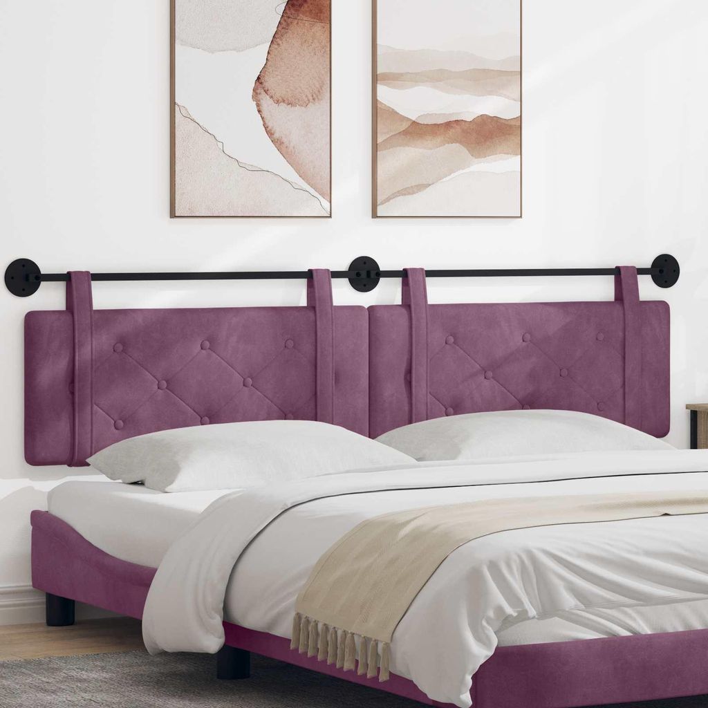 "Neues Produkt" Hängevorderseite Wandmontiert - CLORIS - Lila 210x55x5 cm Samt - Kopfteile V3253