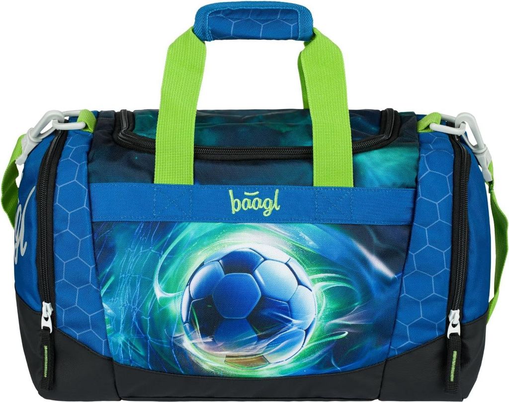 Baagl Sporttasche für Jungen, Reisetasche Kinder, Schwimmtasche Kompakt und Robust Sport, Schule Reisen (Fußball Ball)