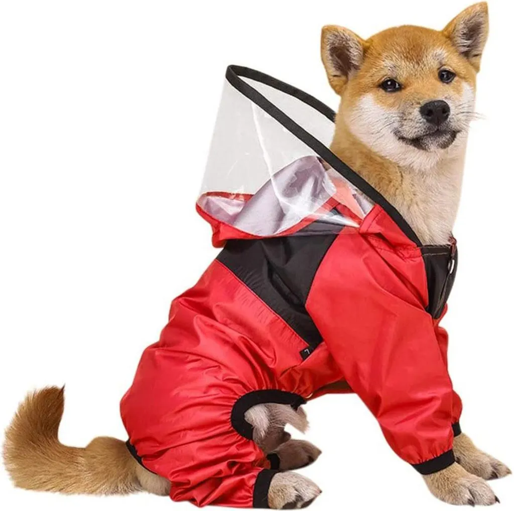 Offerta Impermeabile Cane Rosso M - Accessori Pioggia con Cappuccio