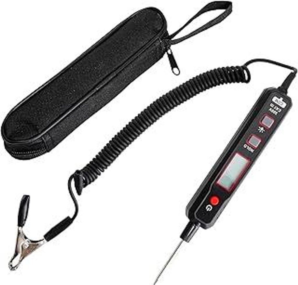 Spannungsprüfer KFZ Digital LCD Prüflampe 12V–100V – Präziser Kfz Prüfgerät Tester mit Hintergrundbeleuchtung, Tonwarnung, automatischer A...