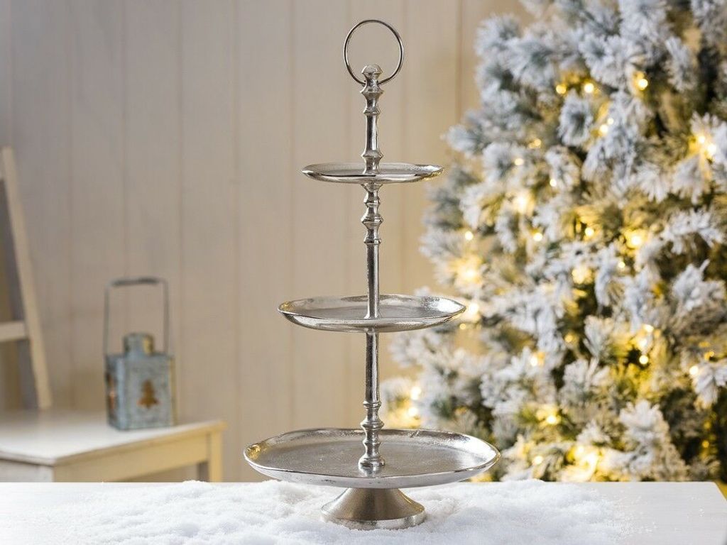 Etagere GALA 48 cm Rund Metall Silber 3 Etagen Tischdeko Produktbild 