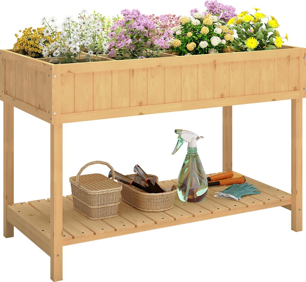 Outsunny Hochbeet 8 Fächer Pflanztisch Blumenkasten Produktbild 