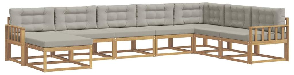 vidaXL Outdoor-Sofagarnitur 8 pcs Weiß und Hellgrau